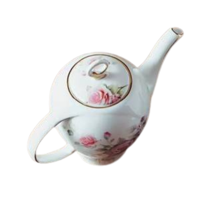 Ceramic Teapot with Roses - Tall