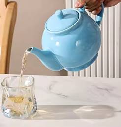 Ceramic Blue Teapot with Filter