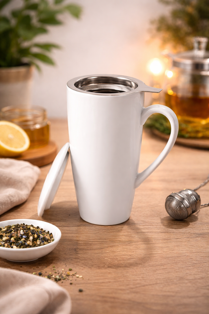Ceramic Tea Mug with Infuser and Lid