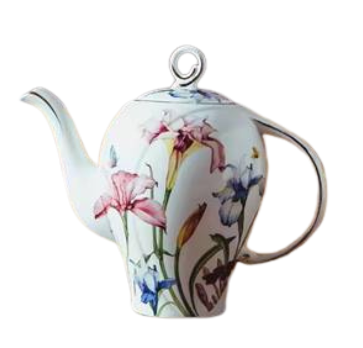 Ceramic Teapot with Lilies - Tall