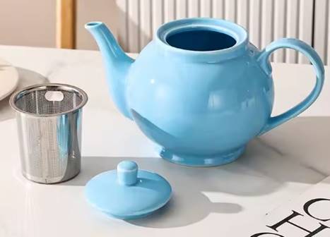 Ceramic Blue Teapot with Filter