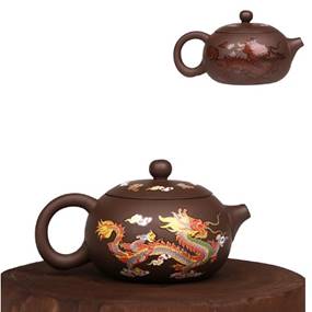 Handmade Clay Color-Changing Dragon Teapot Set